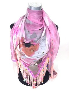Ibiza-Look Schal mit rosa Fransen (1 Stk.)