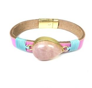Lila Ibiza-Armband mit Stein (1 Stk.)