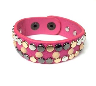 Armband im Ibiza-Look Pink mit Nieten (1 Stk.)