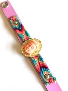 Luxus Ibiza-Style Armband Rosa/Lachs Buddha (1 Stk.)