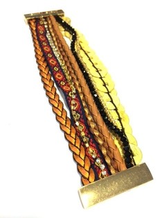 Ibiza-Look Armband Braun mit M&uuml;nzen (1 Stk.)