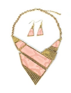 Halskette und Ohrringe Rosa Ibiza-Style (1 Set)