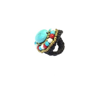 Ibiza-Look Ring mit Stein (1 Stk.)