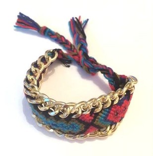 Geflochtenes Armband Rot/Blau (1 Stk.)