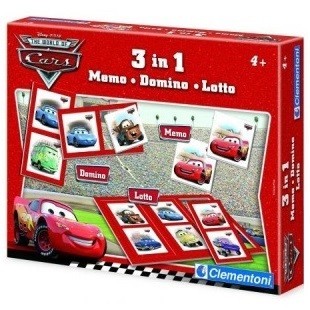 DISNEY PIXAR CARS 3 IN 1 SPIELSET - MEMO - DOMINO - LOTTO