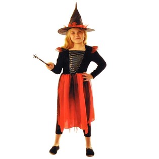 HEXEN KOST&Uuml;M SCHWARZ / ROT F&Uuml;R KINDER - SIZE 128