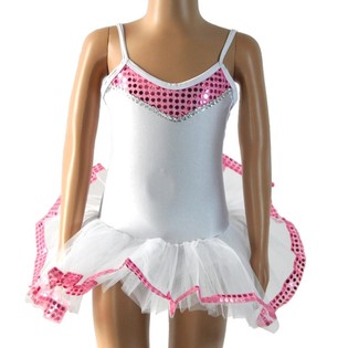 WEISS / rosa Tutu f&uuml;r Kinder - SIZE 10