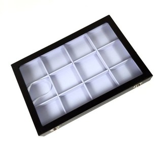 Weißes Perlen-Display mit Deckel, 12 Fächer