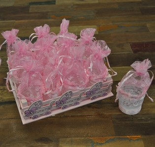 Deko-Kiste mit 12 Geschenkverpackungen - Rosa