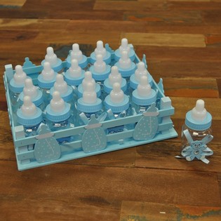 Deko-Kiste mit 20 Mini-Babyfl&auml;schchen - Blau