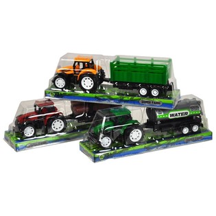 Traktor mit Anh&auml;nger auf Blisterkarte 21 cm (6er-Set)