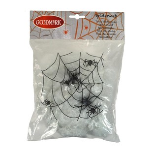 Halloween Spinnennetz Deko mit 2 Spinnen (4 Stk.) - Gro&szlig;handel