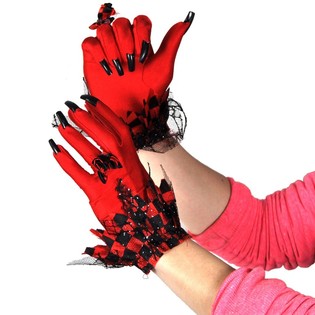 Teufelshandschuhe mit langen N&auml;geln f&uuml;r Damen (6 Stk.)