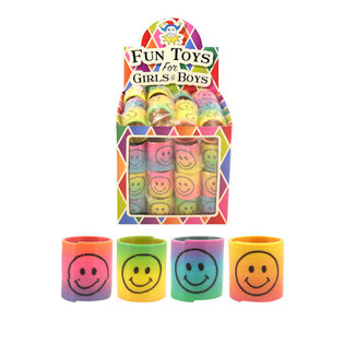 MINI SMILEY REGENBOGEN SPIRALEN &Oslash;3,5 CM IM DISPLAY (60 Stk.)