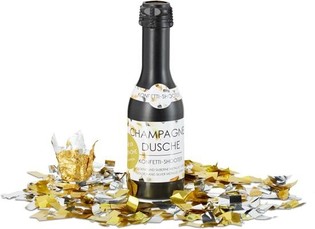 Sektflasche Konfettikanone 31 cm - Farbe: silber gold (4 St&uuml;ck)