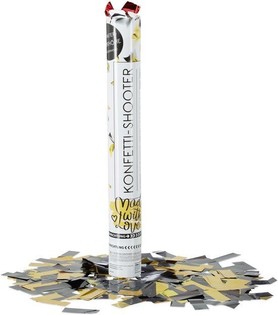Konfetti Kanone - Farbe: Schwarz-Gelb - 40 cm - Party Popper (10 St&uuml;ck)