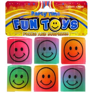 6 STÜCK MINI SMILEY SPIRALS Ø3.5 CM. IN LIEFERUNG TASCHE (6 TASCHEN.)