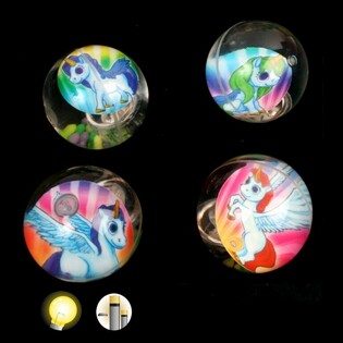 GROSSE LEUCHTENDE EINHORN / EINHORN-KUGELPERLEN, 6,5 CM (12 St&uuml;ck)