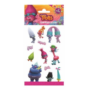 Trolls Tempor&auml;re Tattoos - 20 x 10 cm (10 Stk.)