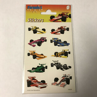 STICKERVEL: FORMEL 1 RENNWAGEN, Abm. 16 x 9 cm. (10 st&uuml;cke)