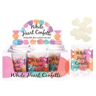 WHITE HEARTS WEDDING CONFETTI IM DISPLAY (24 Stk.)