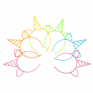Einhorn Tiara / Haarreif, Neon Farbmix (24 Stk.)