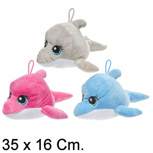Großer Plüsch-Delphin, 35 cm - Farbmix (6 Stk.)