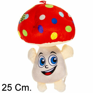Großer Plüschpilz mit Gesicht - 25 cm - Farbmix (6 Stk.)