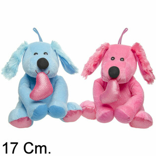 PLÜSCHHUND MIT HERZ - 17 CM - FARBMIX (12 Stk.)