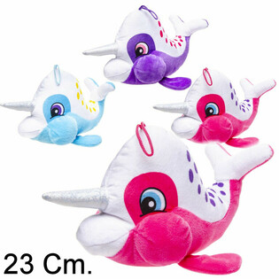 Plüsch-Narwal mit Horn - 23 cm - Farbmix (12 Stk.)