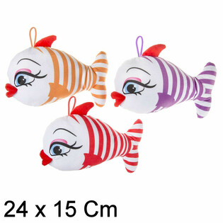 Plüsch Fröhlicher Fisch mit großen Lippen - 24 cm - Farben Mix (12 Stk.)