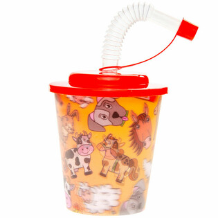 Bauernhof Trink-/Eisbecher mit Strohhalm (12 St.)