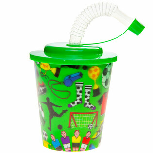 Trinkbecher / Eisbecher mit Strohhalm - Fu&szlig;baller (12 Stk.)