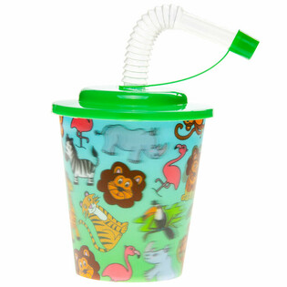Dschungeltier-Trink-/Eisbecher mit Strohhalm (12 St&uuml;ck)