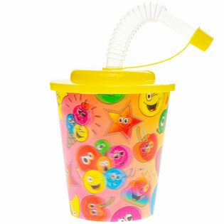 Trinkbecher / Eisbecher mit Strohhalm &ndash; Smiley, 250 ml (12 St&uuml;ck)