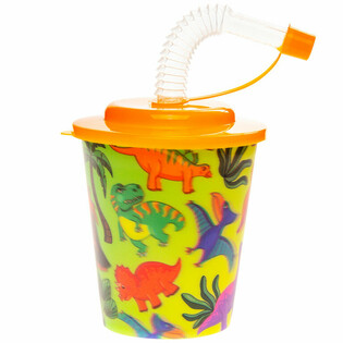 Dinosaurier Trink-/Eisbecher mit Strohhalm - 250ml (12 Stk.)
