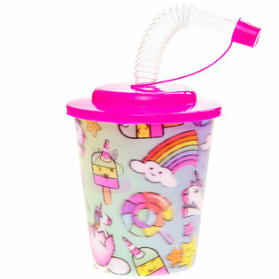 EINHORN TRINKBECHER / EISBECHER MIT STROHHALM (12 Stk.)