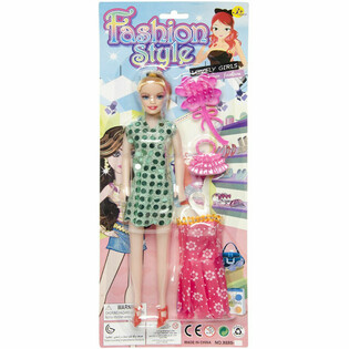 Fashion-Puppe mit Kleid auf Karte (12 Stk.)