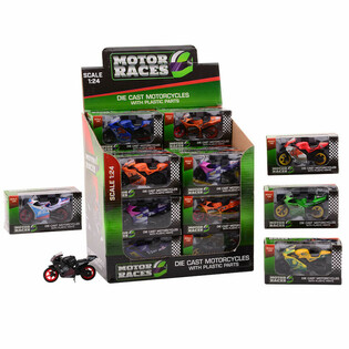DIE CAST - SUPER SPORT MOTOR, MASSSTAB 1:24 IM DISPLAY (24 Stk.)