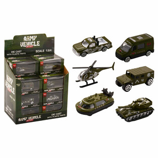 Die Cast Militärfahrzeuge Mix, 1:64 im Display (24 Stk.)