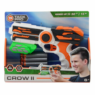 TACK PRO CROW II Spielzeugpistole mit 6 Soft-Darts - 23 cm