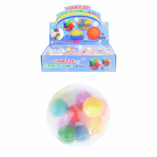 Knautschball Ø 6 cm mit Pom Poms (12er Display)