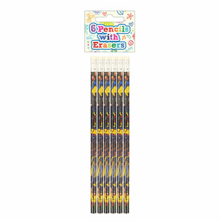 6-teiliges Superhelden Bleistift & Radiergummi Set - Display (24 Sets)