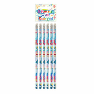 6-teiliges Meerjungfrau Bleistift mit Radiergummi Set - im Display (24 Sets)