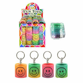 Smiley Regenbogen Spiral Schl&uuml;sselanh&auml;nger im Display (60 St.)