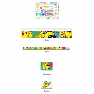 4-TEILIGES SMILEY SCHREIBWAREN-SET (24 Stk.)