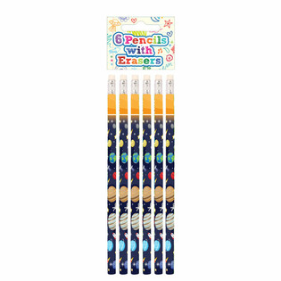 Weltraum & Space Bleistift-Set mit Radiergummi (6-teilig) - Display (24 Sets)