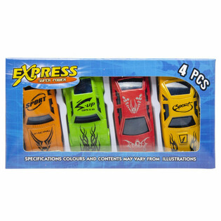 4 Spielzeugautos in Geschenkbox
