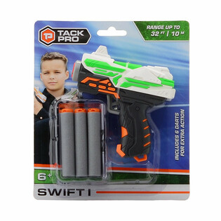 Tack Pro Swift I Spielzeugpistole mit 6 Soft Darts - 11 cm