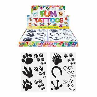 Fun Tattoos - Motiv: Tier-Pfotenabdr&uuml;cke im Display (96 Stk.)